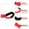A set of red synthetic rope and knot shown with various features including a manual knot, protective sleeve, extra black slee
