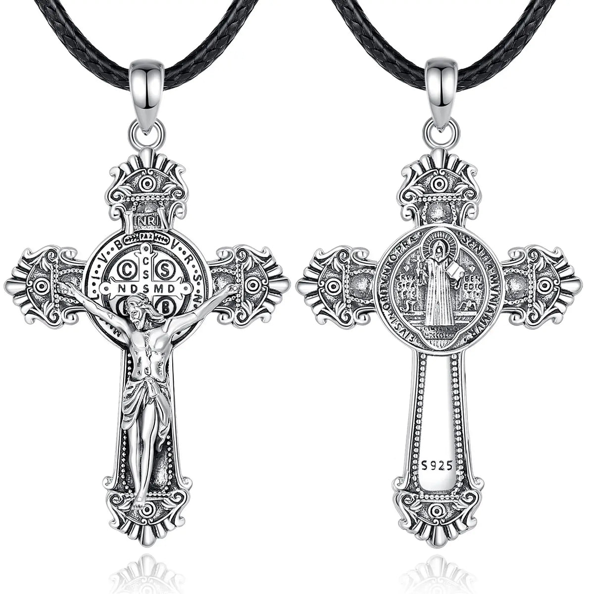 Colgante de Medalla de San Benito en Plata de Ley