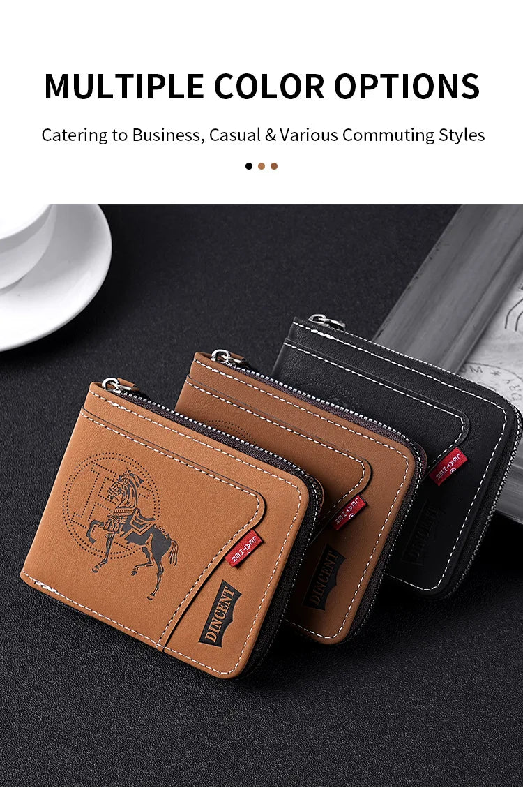 Vintage Waxed Leather Bifold Wallet with Coin Pocket