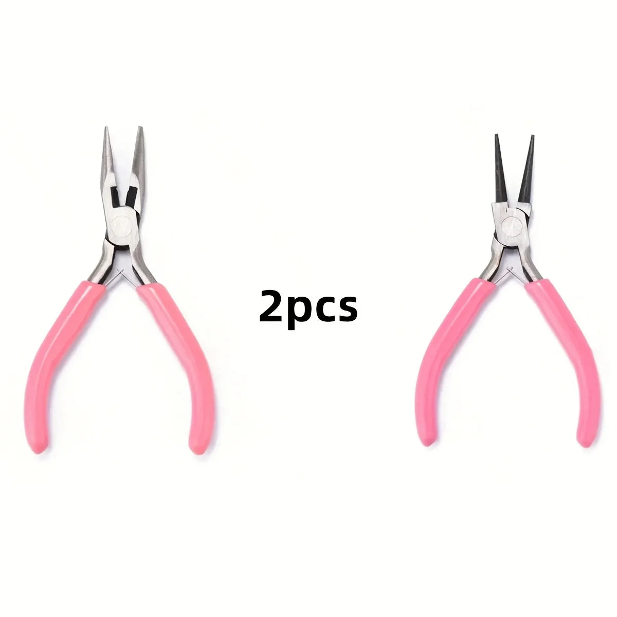 Pink Jewelry Pliers Tool Kit with Needle, Round Wire Cutter, and Curved Nose Pliers