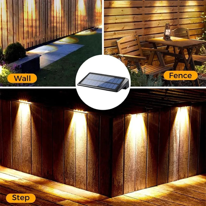 Solarbetriebene LED-Zaun- & Terrassenleuchten (2er-Pack)
