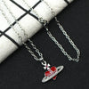 Rhinestone Heart & Saturn Pendant Jewelry Set