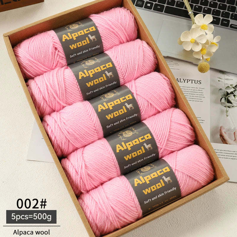 Chunky Alpaca Wool Knitting Yarn – 500g Multi-Color Set for Cozy Winter Projects