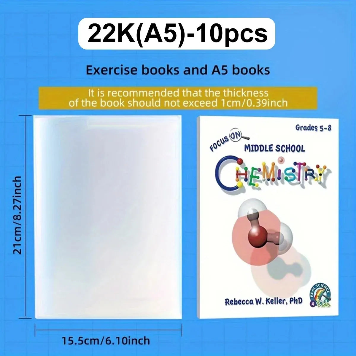 Transparent Reusable Book Covers for Textbooks & Notebooks