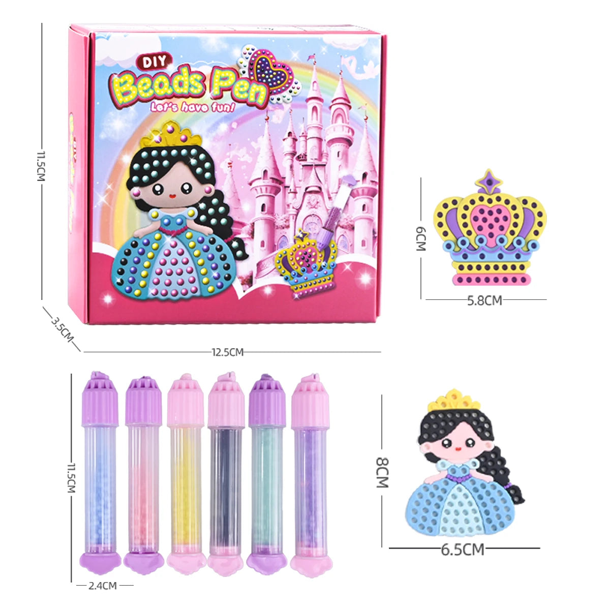 DIY Beaded Pen Craft Kit for Kids – Princess & Rainbow Designs