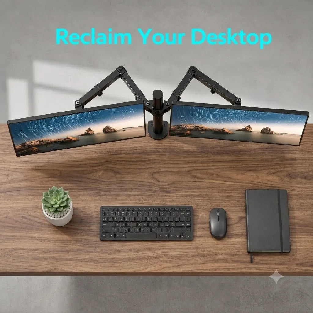 Heavy-Duty Dual Monitor Stand with Full Articulation for Desks Up to 32 Inches