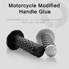 A close-up view of motorcycle modified handle glue grips, showing a black textured grip and a white silicone cap.