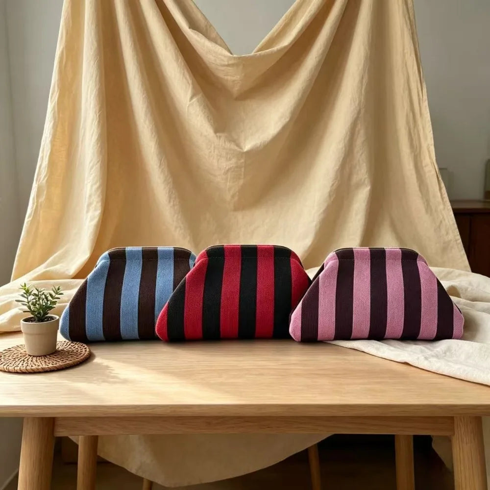 Striped Knit Tote Bag - Casual & Spacious Handbag