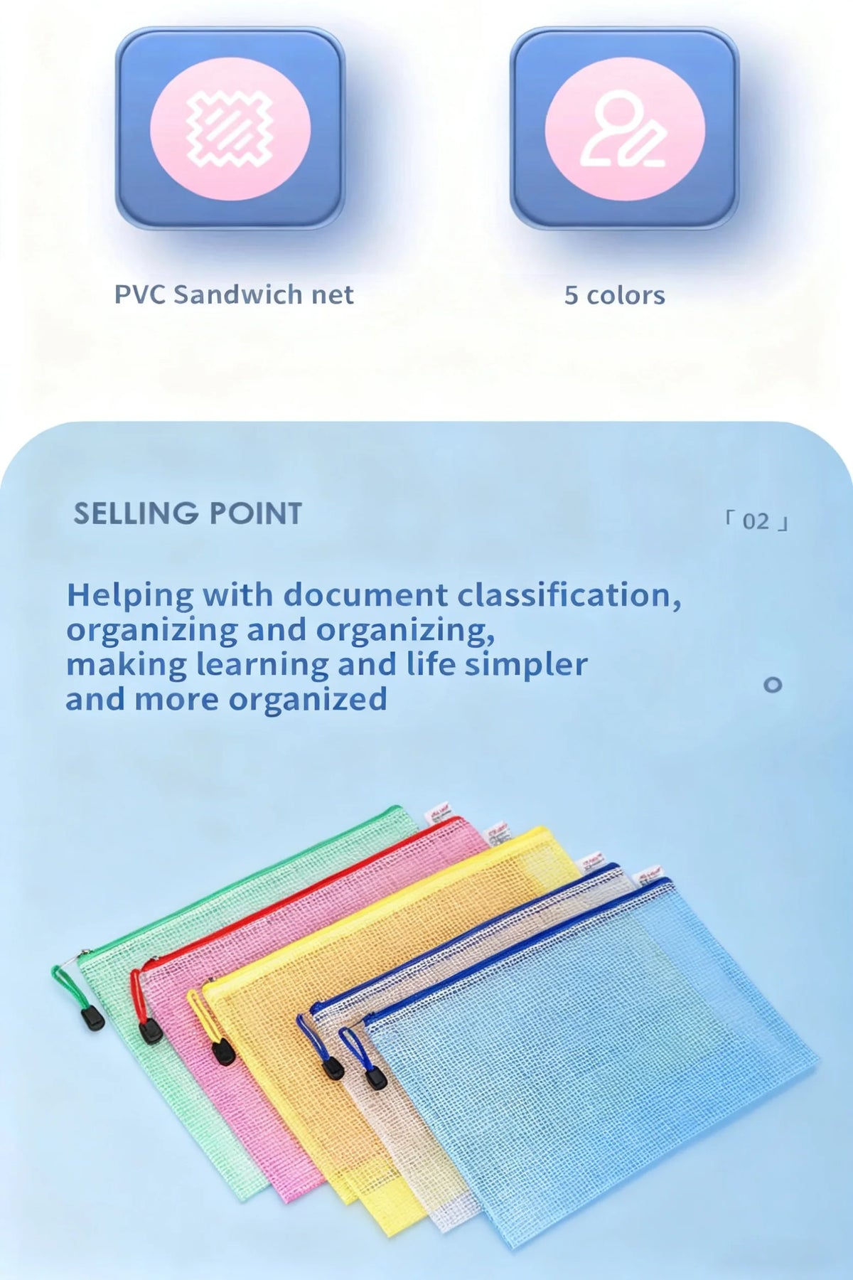 Clear Waterproof Zipper Document Organizer