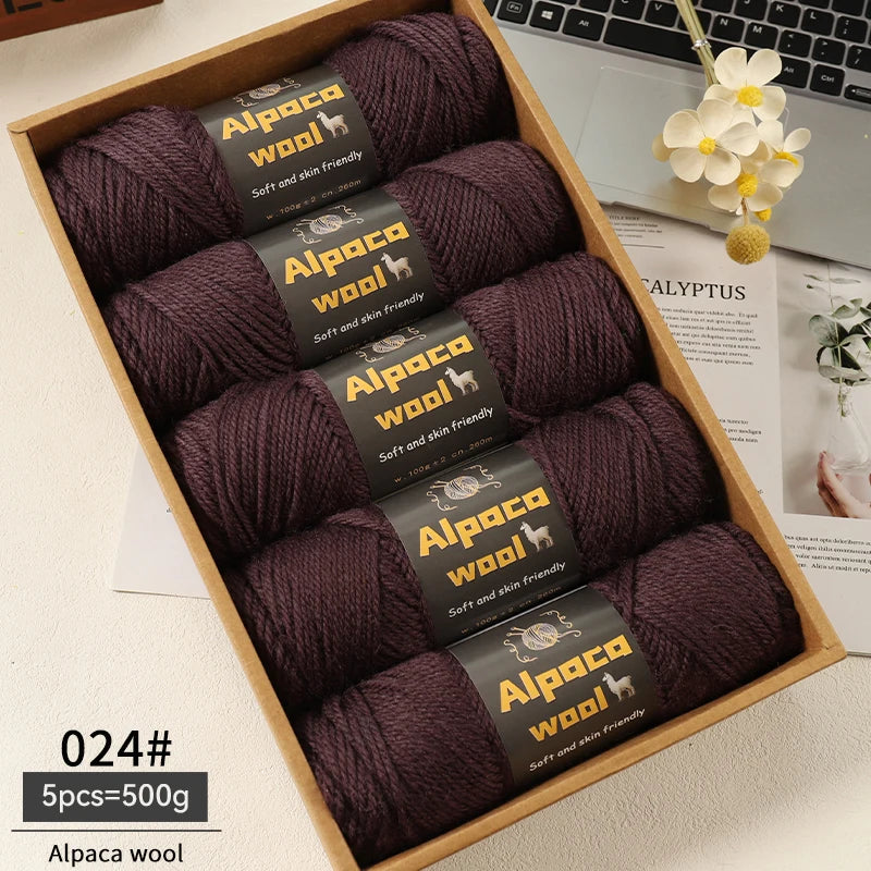 Chunky Alpaca Wool Knitting Yarn – 500g Multi-Color Set for Cozy Winter Projects
