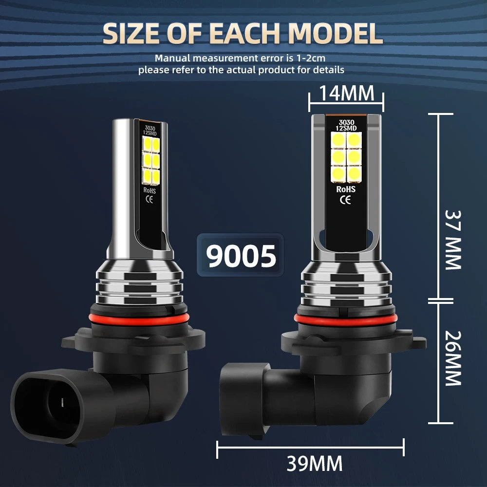 Super Bright LED Fog Light Bulbs (Pair) with 6000K White Beam