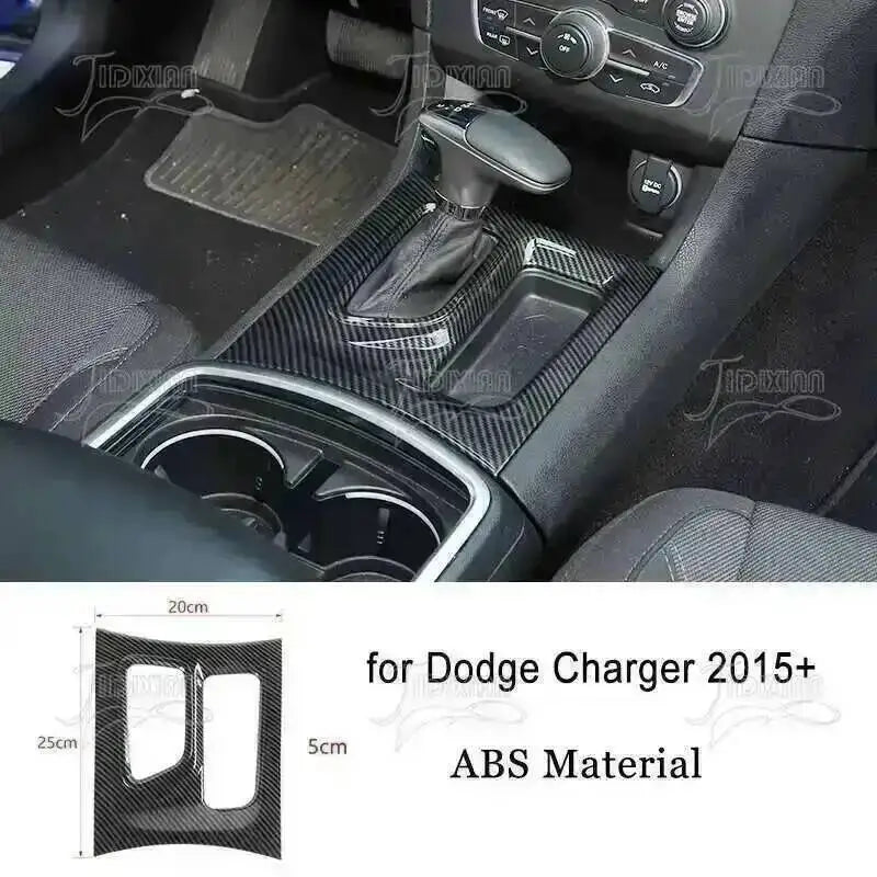 Carbon fiber interior trim kit for Dodge Charger 2015+ featuring ABS material