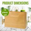 A brown kraft paper shopping bag with handles is shown next to a measurement scale.