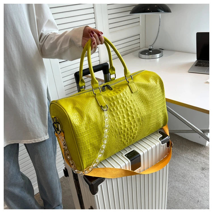 Crocodile Grain Large Capacity Travel Duffle Bag