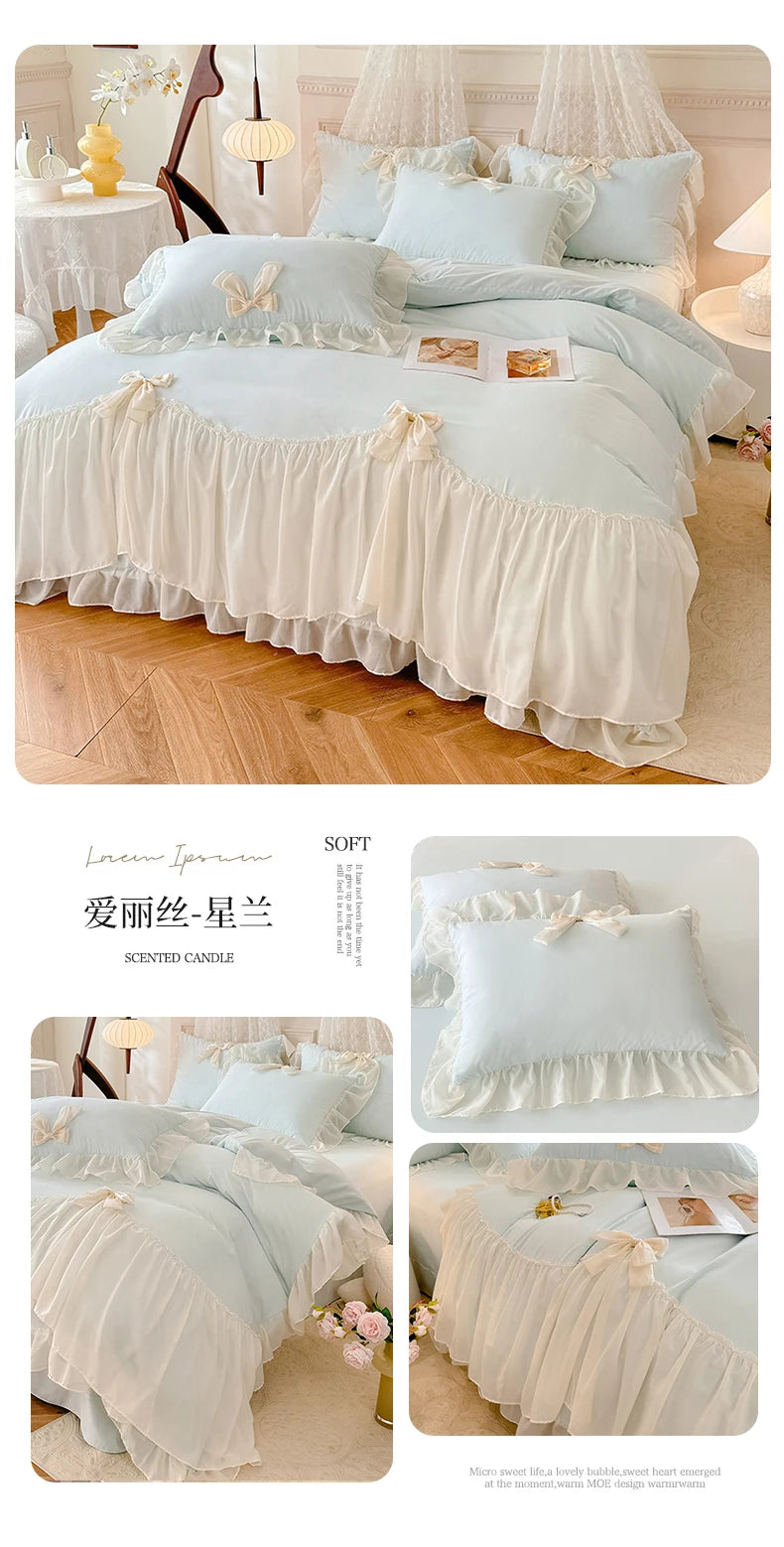 Princess Chiffon Duvet Cover with Romantic Ruffles