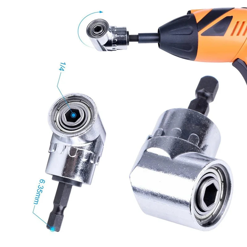 A drill attachment featuring a magnetic hex socket and a 1/4 drive for drilling tasks.