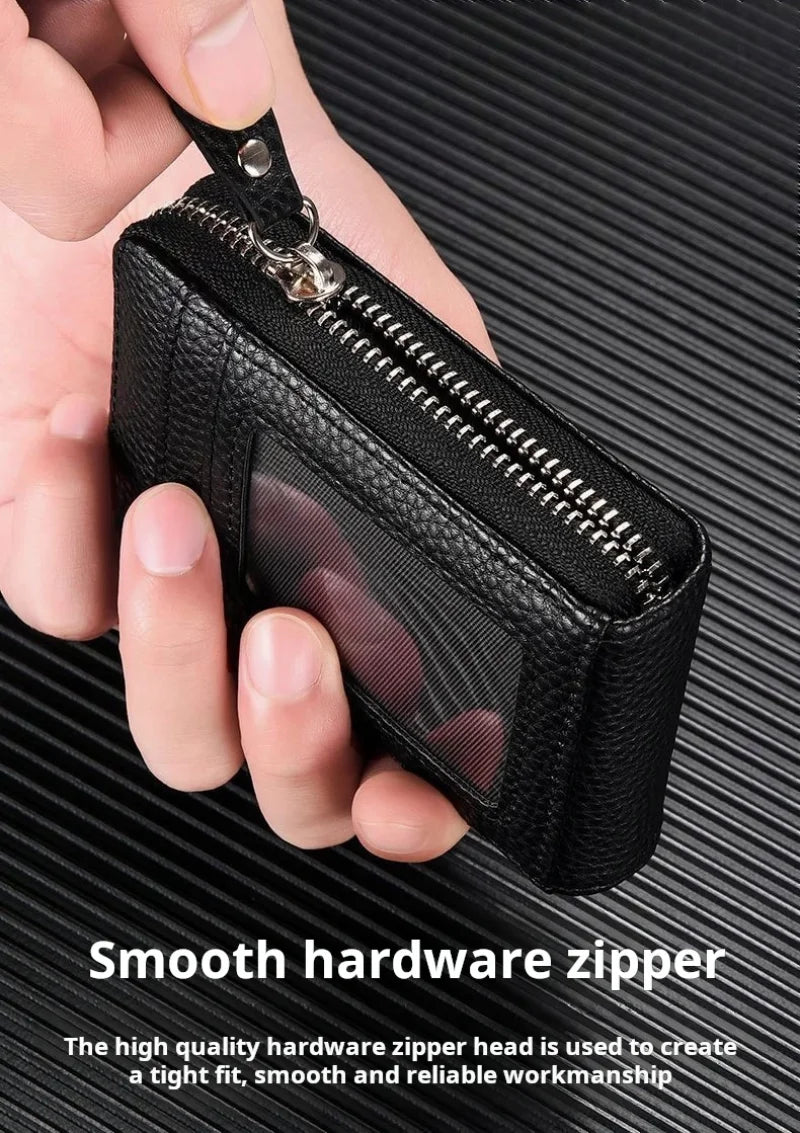 Compact Zipper Card Wallet with Multiple Slots