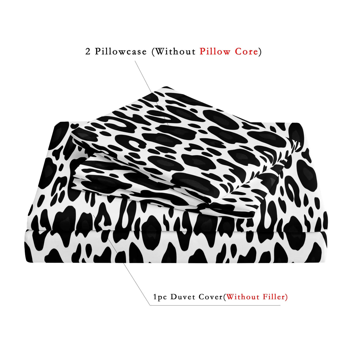 Dark Leopard Print Duvet Cover Set with Two Pillowcases