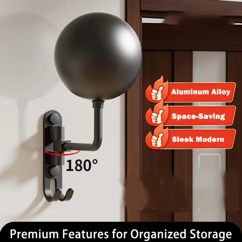 180° Rotatable Helmet Holder with Wall-Mounted Claw Hook