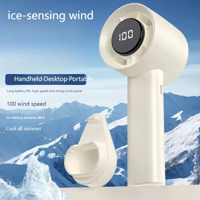 Portable Mini Handheld Fan with LED Display and Semiconductor Cooling