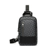 Men's Waterproof PU Leather Crossbody Bag with Geometric Pattern