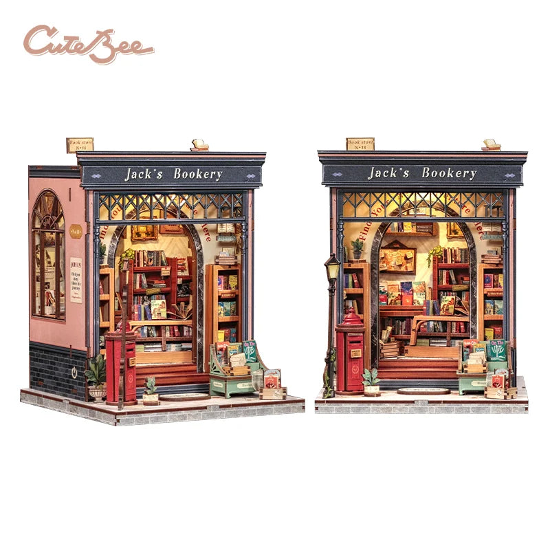 Book Nook DIY Wooden Miniature Kit with LED Lighting
