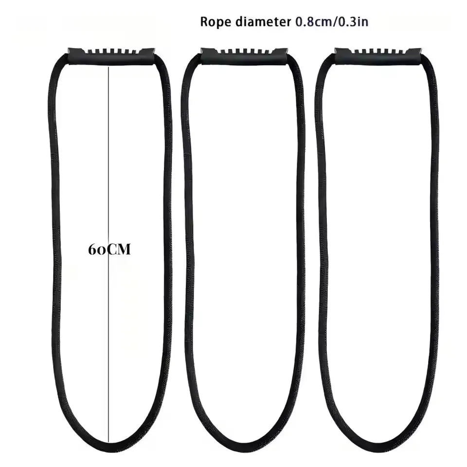 Three heavy-duty hook and loop storage straps with handles shown against a white background.
