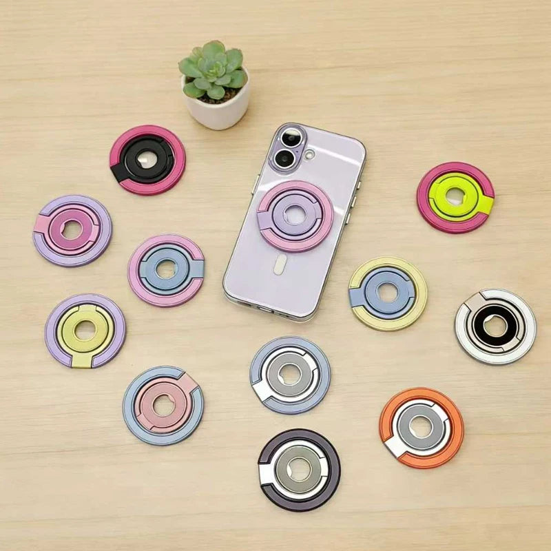 Double-Sided Magnetic Phone Ring Holder with Kickstand
