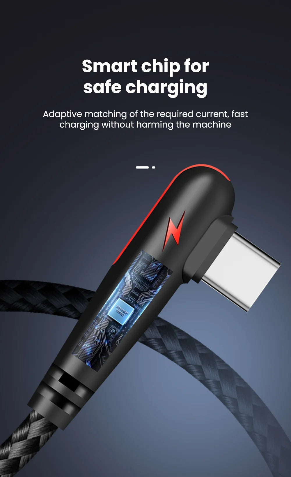 120W Fast Charging USB-C Cable with 90° Elbow Design