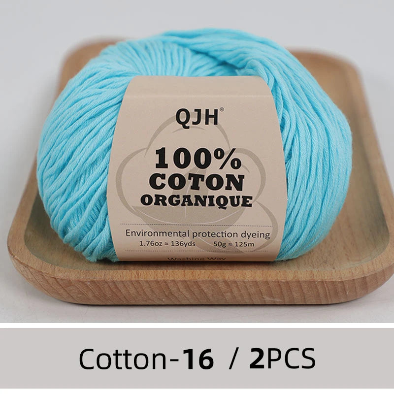 100% Organic Cotton Yarn for Knitting and Crocheting (2-Pack)