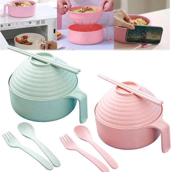 Microwave Ramen Bowl Set with Lid & Utensils