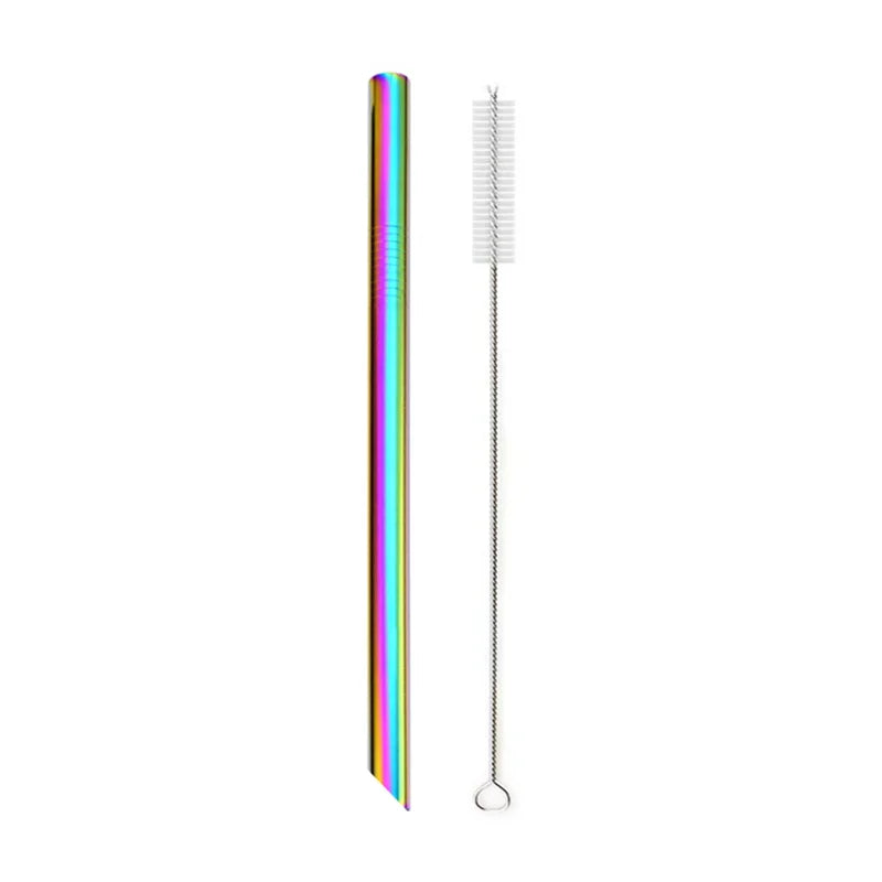 Reusable 304 stainless steel drinking straw with a cleaning brush