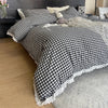 Lace Trim Plaid Duvet Cover Set with Pillowcases
