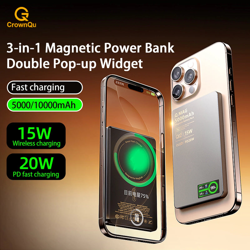 Magnetic Wireless Power Bank with 20W Fast Charging (5000mAh / 10000mAh) — Qi 2.1 Compatible
