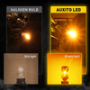 Comparison of a halogen bulb and an auxito LED bright light, showing dim and bright illumination.