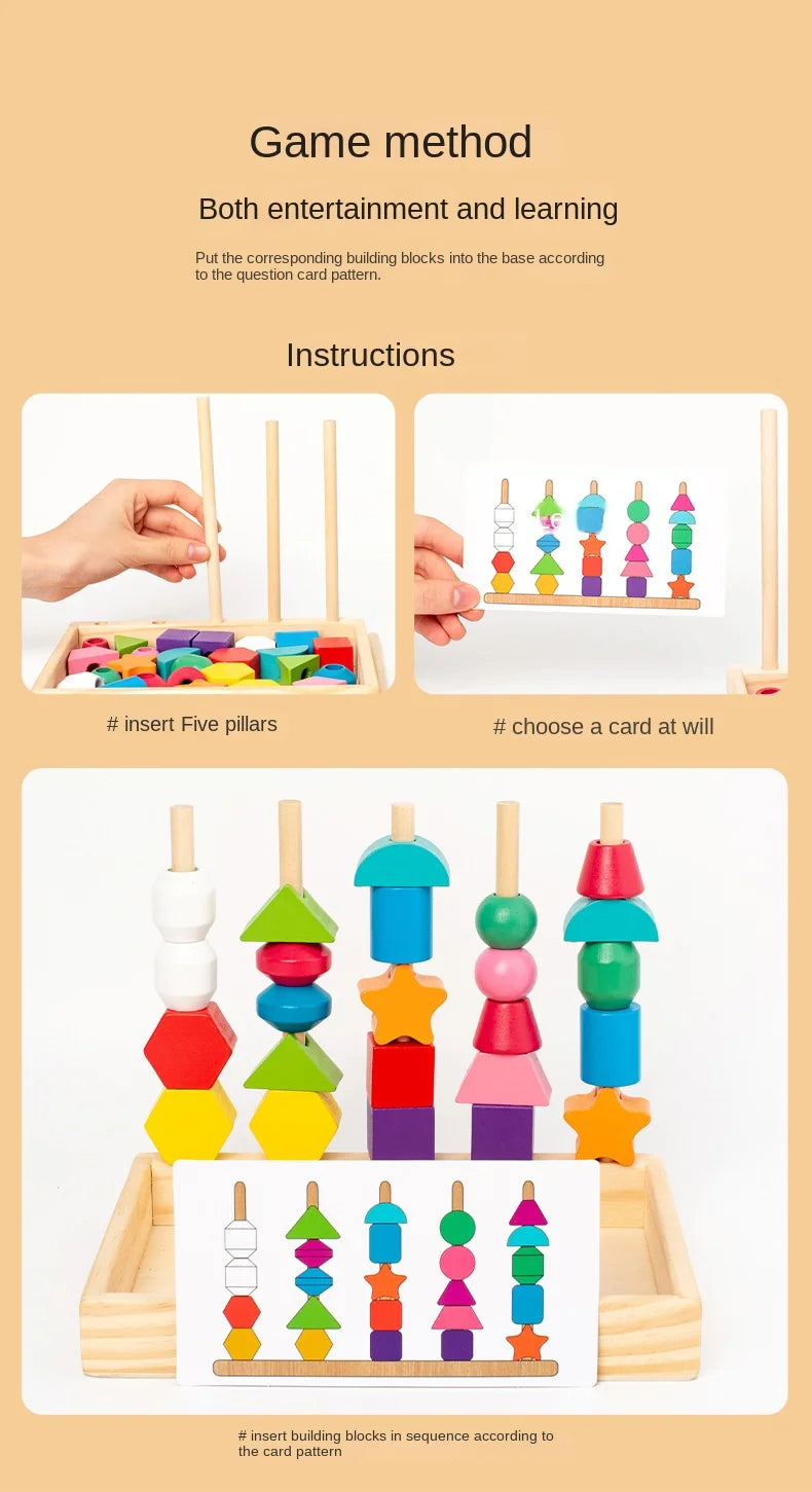 Montessori Wooden Color & Shape Matching Puzzle for Toddlers
