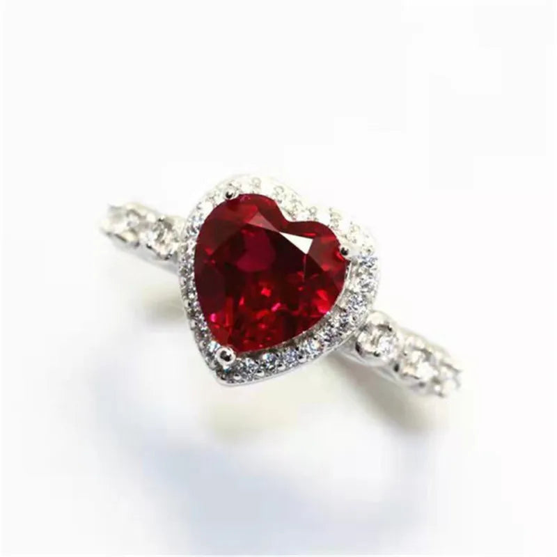 Red Heart Cubic Zirconia Jewelry Set