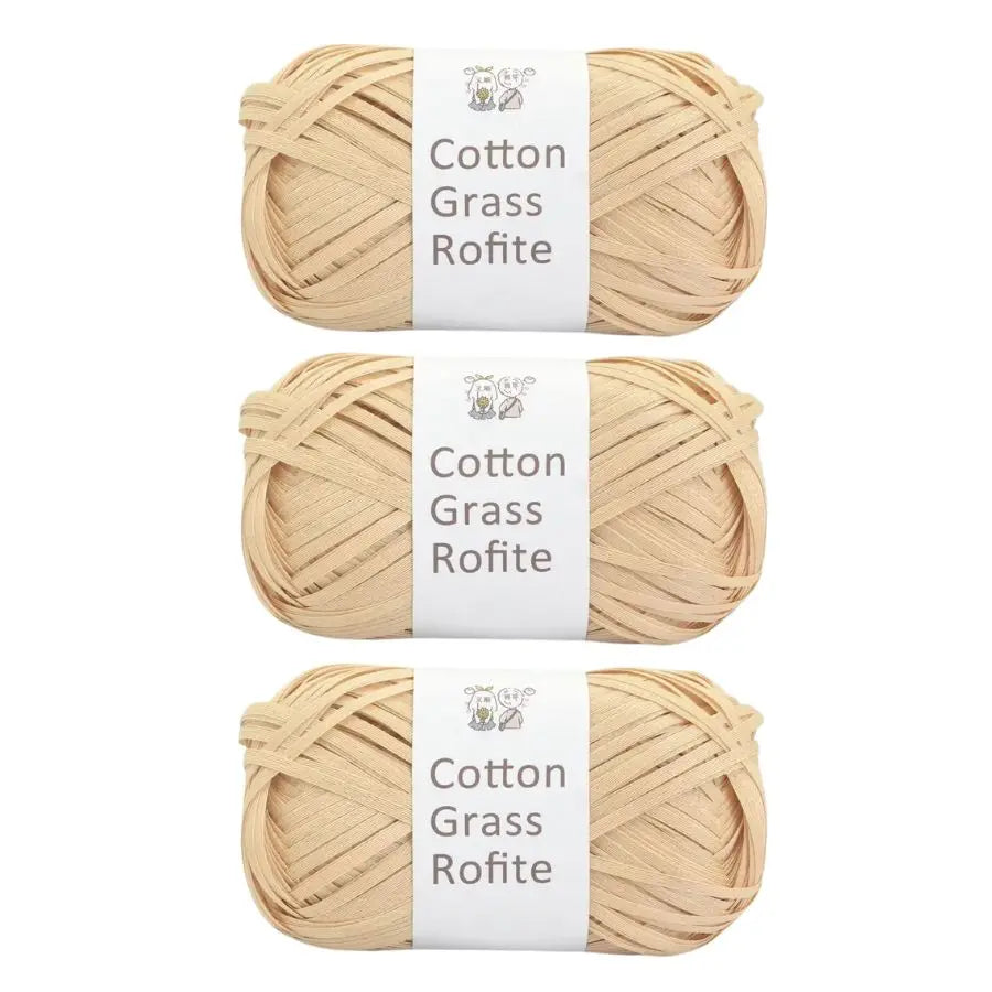 Natural Cotton Raffia Yarn – 3 Ball Set for Crochet, Knitting & Crafting