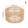 A woven paper rope pendant lampshade with a natural beige color and a cylindrical shape.