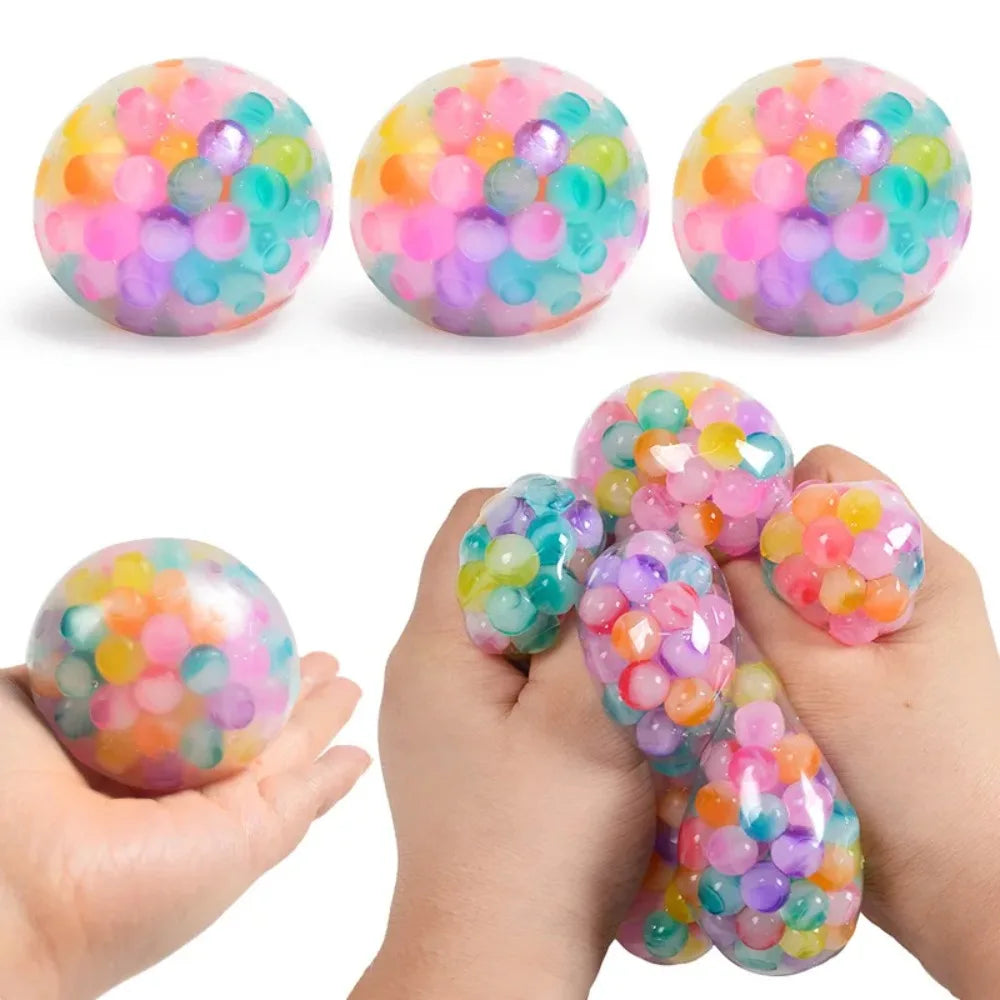 Rainbow Bead Squishy Fidget Ball for Stress Relief