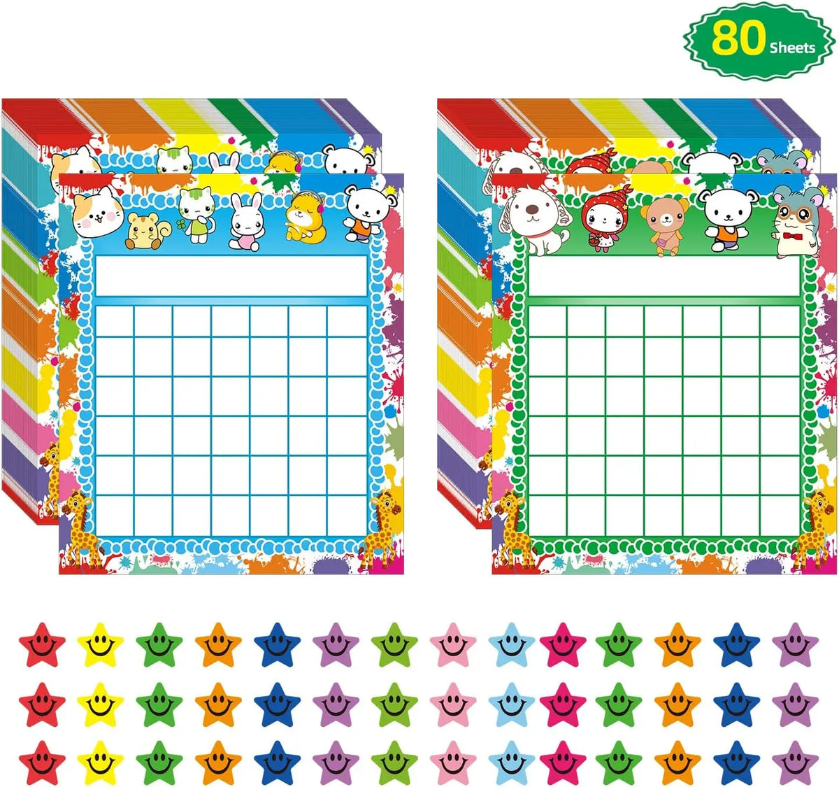 Animal Reward Chart Set with Stickers for Kids