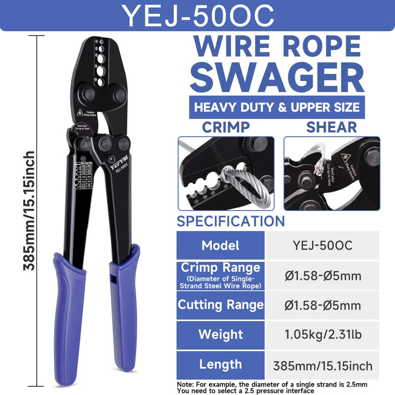 Wire Rope Crimping Tool for Aluminum Oval Sleeves