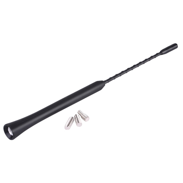 Black universal 9-inch car radio antenna with threaded connectors