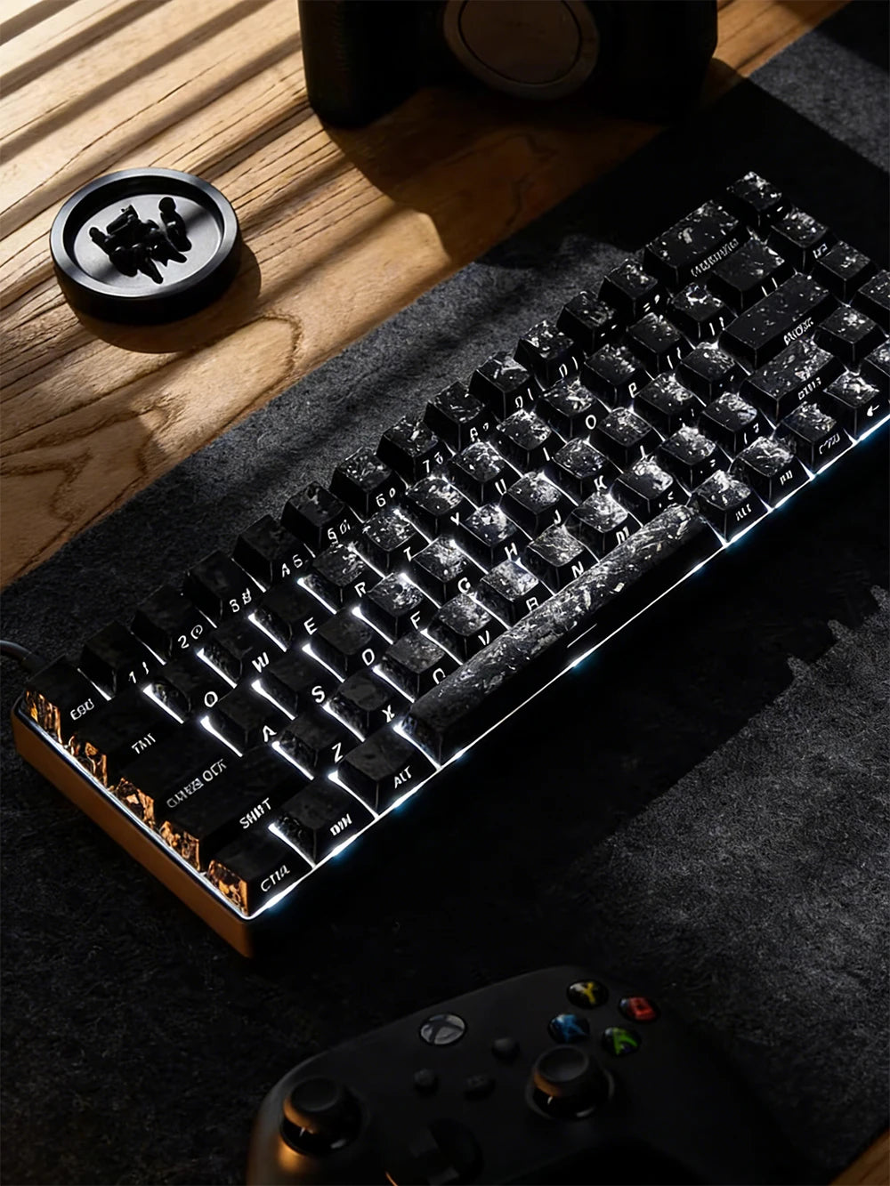 Carbon Fiber Textured Side-Printed Keycaps (CHERRY Profile)