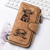 Adorable Highland Cow Long Wallet with Zipper Closure