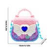 A pink and blue princess makeup toy set featuring a cosmetic playset with a heart-shaped lid and decorative elements.