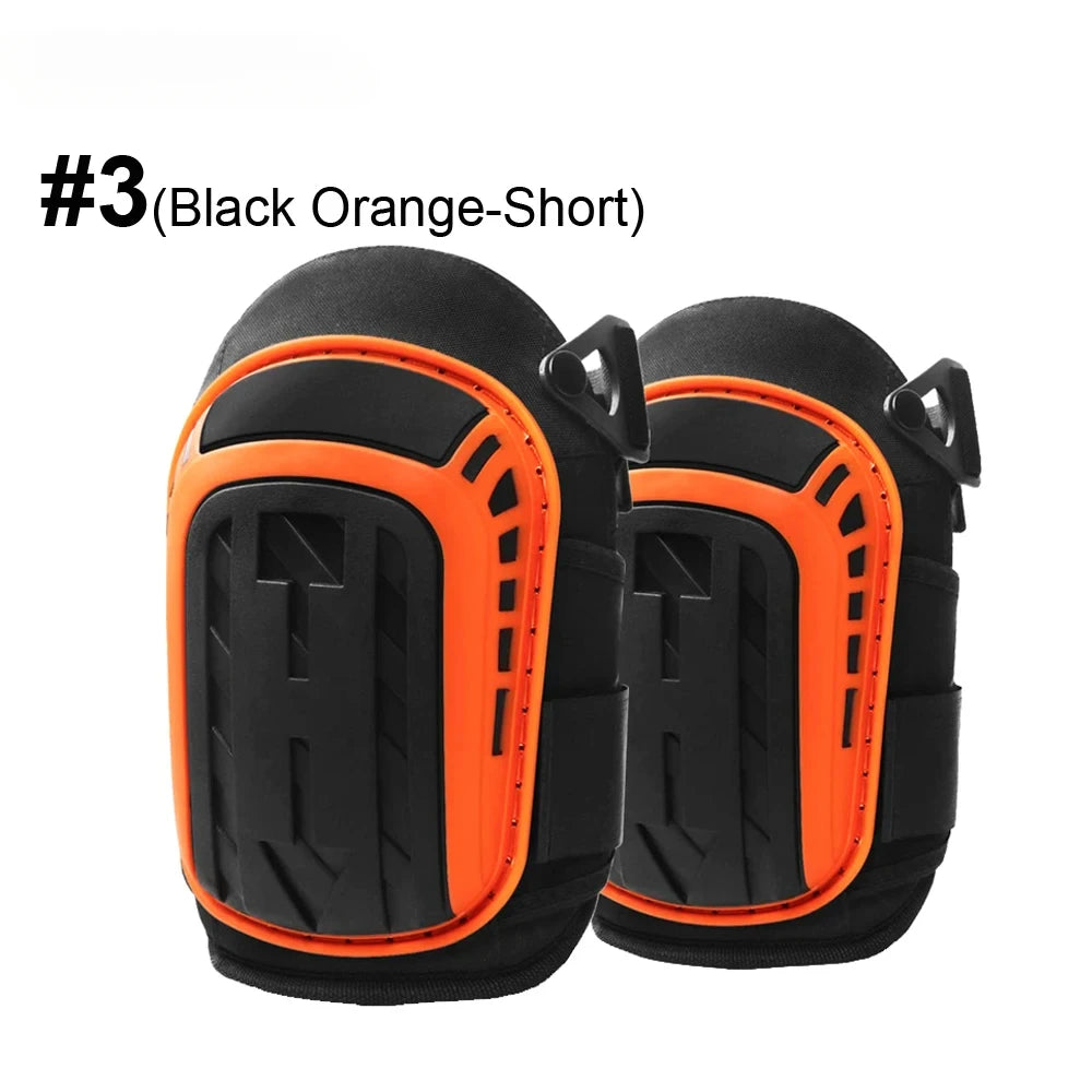 Black and orange short heavy-duty gel knee pads for work and gardening