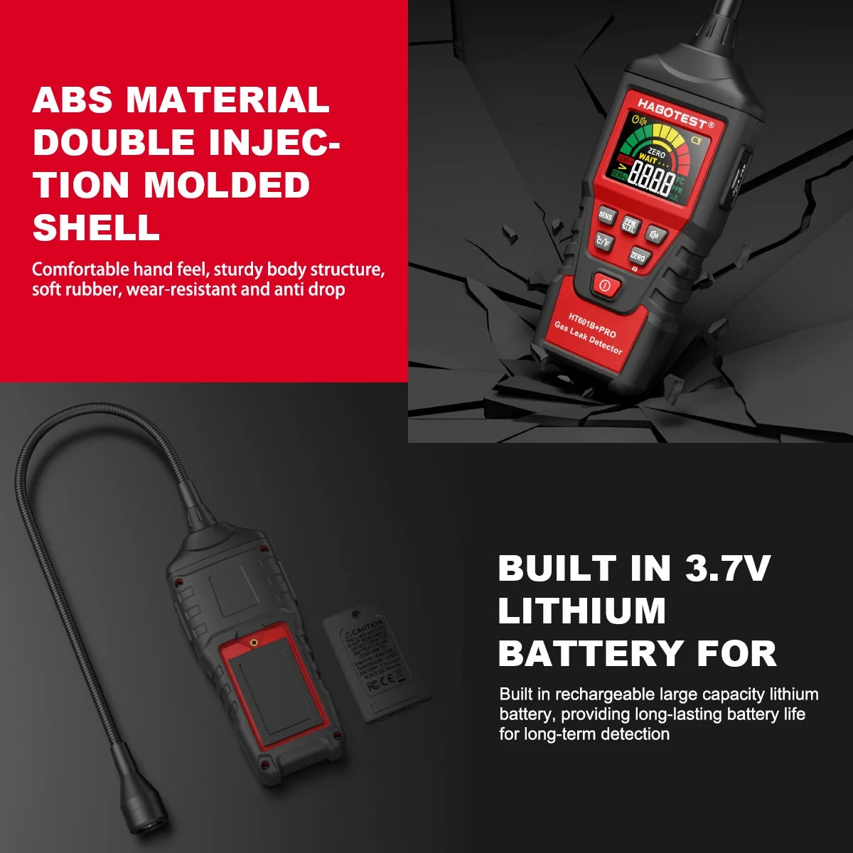 Portable Combustible Gas Leak Detector with Flexible Probe