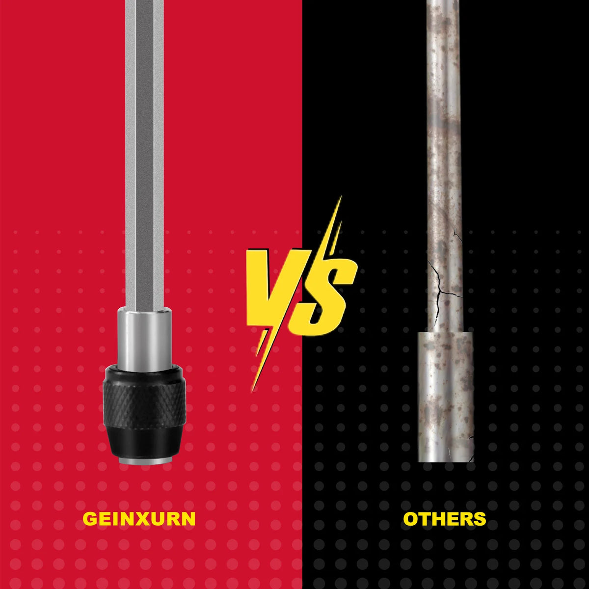 Comparison graphic showing a GEINXURN magnetic screwdriver against others.