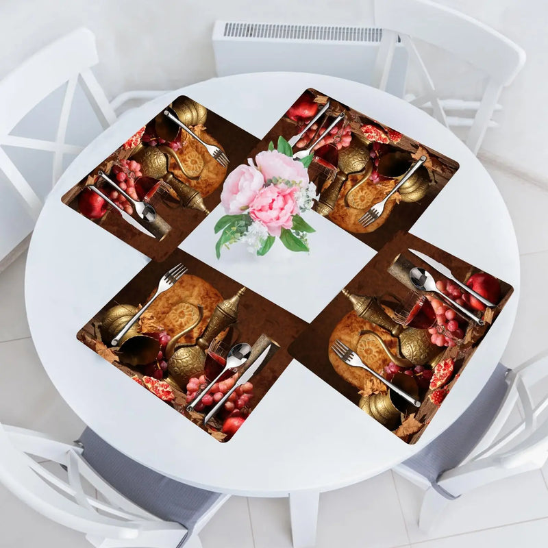 Floral Linen Placemats for Dining Table